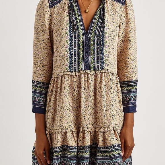 VERONICA BEARD BOHO FLORAL SILK MINI DRESS SIZE 4 - Picture 13 of 13